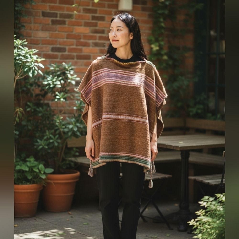 Ralph Lauren Sarape Western Aztec Santa Fe Silk Merino Wool Mohair Size M/L Rare